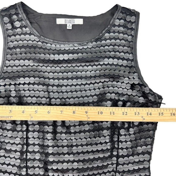 BB Dakota Size 0 Branson Black Dress Faux Leather Paillette Cocktail Sheath - Picture 7 of 12